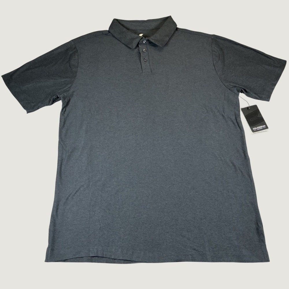 Colosseum Performance Polo Shirt Mens L Black Gray Stretch Golf NWT